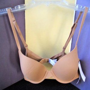 NWT CALVIN KLEIN BRA 34B "Perfectly Fit" T-Shirt Bra Beige Underwire New